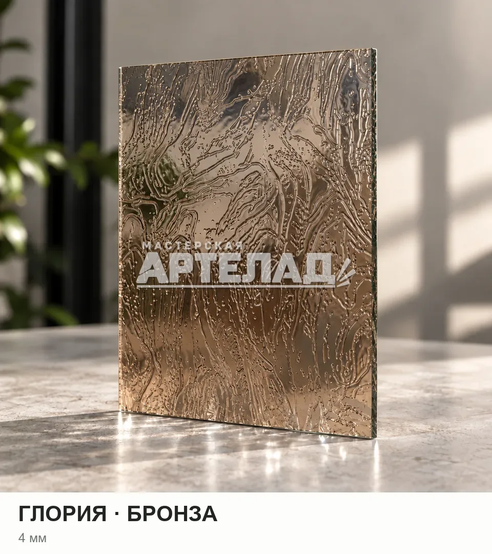 Образец стекла «Глория — бронза», 4 мм, с маркировкой АРТЕЛАД