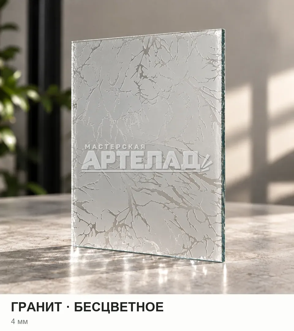 Образец стекла «Гранит — бесцветное», 4 мм, с маркировкой АРТЕЛАД