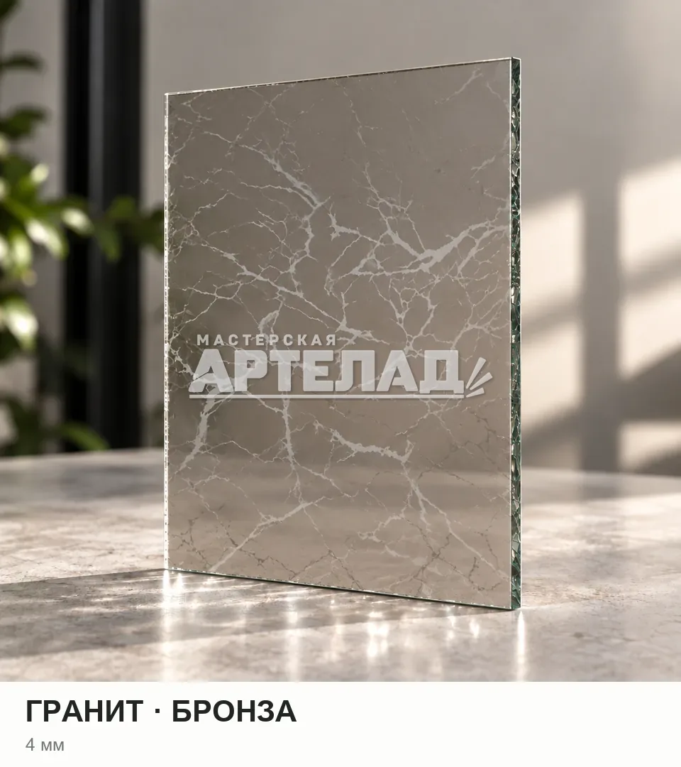 Образец стекла «Гранит — бронза», 4 мм, с маркировкой АРТЕЛАД