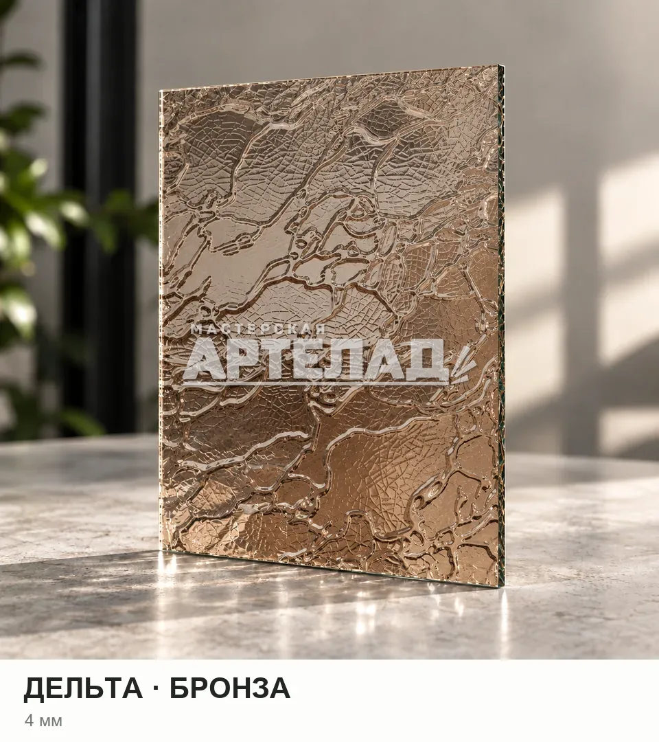 Образец стекла «Дельта — бронза», 4 мм, с маркировкой АРТЕЛАД