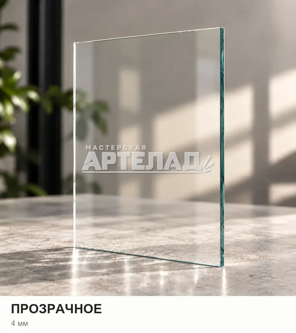 Образец стекла «Прозрачное», 4 мм, с маркировкой АРТЕЛАД
