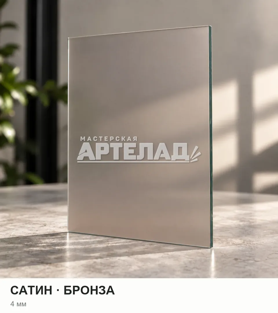 Образец стекла «Сатин — бронза», 4 мм, с маркировкой АРТЕЛАД