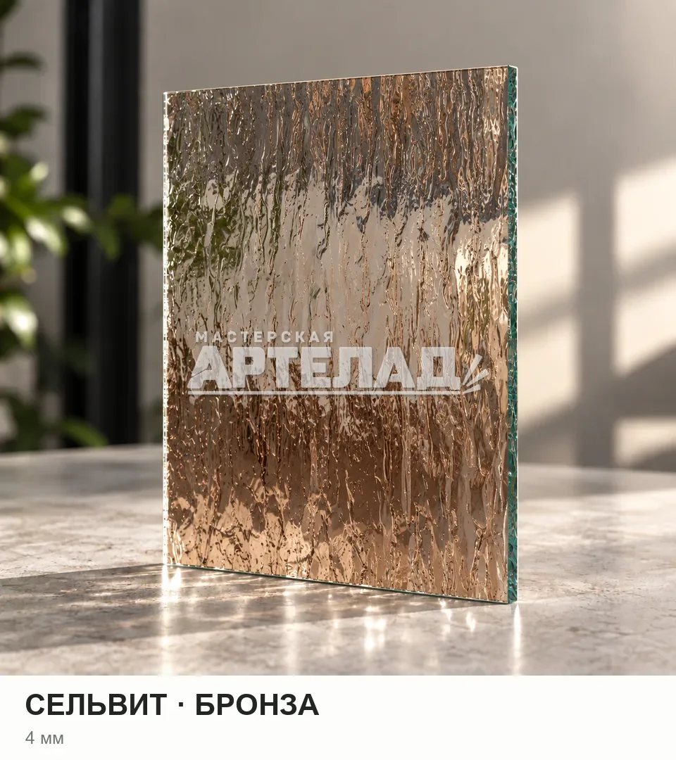 Образец стекла «Сельвит — бронза», 4 мм, с маркировкой АРТЕЛАД
