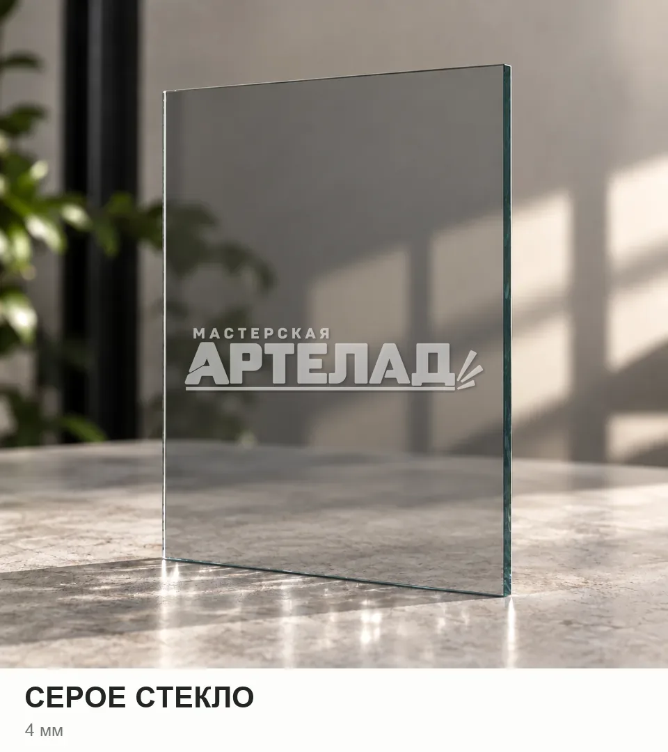 Образец стекла «Серое стекло», 4 мм, с маркировкой АРТЕЛАД